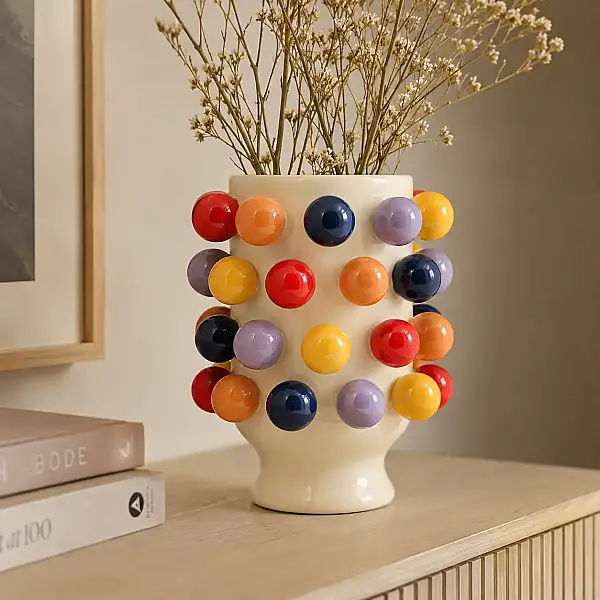Vitale Seramik Puantiyeli Küçük Vazo 19*19*24 cm (AK.KD0012) - 5