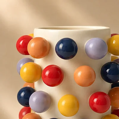Vitale Seramik Puantiyeli Küçük Vazo 19*19*24 cm (AK.KD0012) - 6