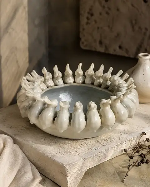 Vitale Seramik Tavşanlı Meyvelik (AK.KD0009) - 1