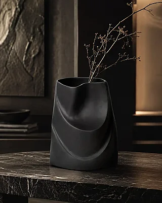 Vitale Siyah Boğumlu Vazo 24*22*31 cm (AK.JM00023) - 1