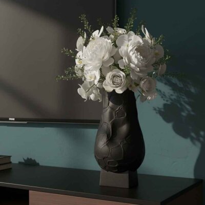 Vitale Siyah Dalgalı Vazo 24*22*31 cm (AK.JM00021) - Vitale