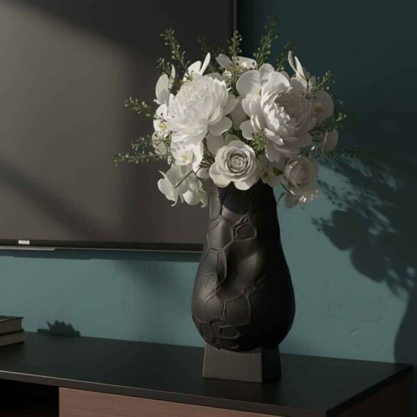 Vitale Siyah Dalgalı Vazo 24*22*31 cm (AK.JM00021) - 1