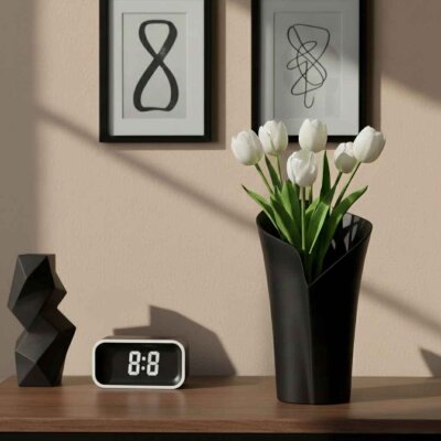 Vitale Siyah Lale Vazo 18*18*6 cm (AK.JM00018) - Vitale