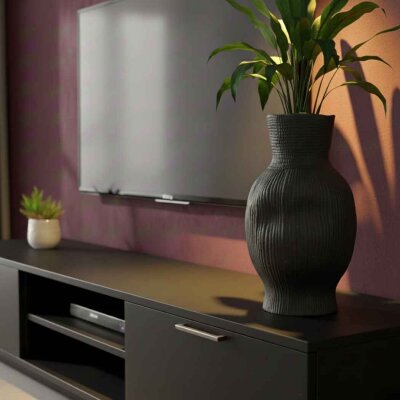 Vitale Siyah Uzun Vazo 17*17*30 cm (AK.JM00009) - Vitale