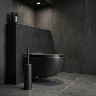 Vitale Yuvarlak Tuvalet Fırçası Mat Siyah (KBW-811MB) - Vitale