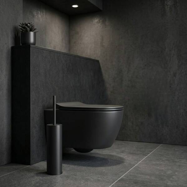 Vitale Yuvarlak Tuvalet Fırçası Mat Siyah (KBW-811MB) - 1