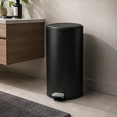 Vivarel Round Mat Siyah Çöp Kovası 30 L (VA 9207) - Vivarel (1)