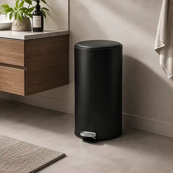 Vivarel Round Mat Siyah Çöp Kovası 30 L (VA 9207) - 3