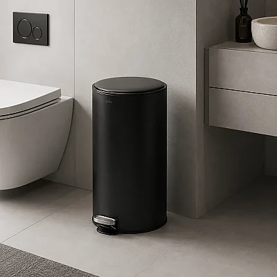 Vivarel Round Mat Siyah Çöp Kovası 30 L (VA 9207) - 1