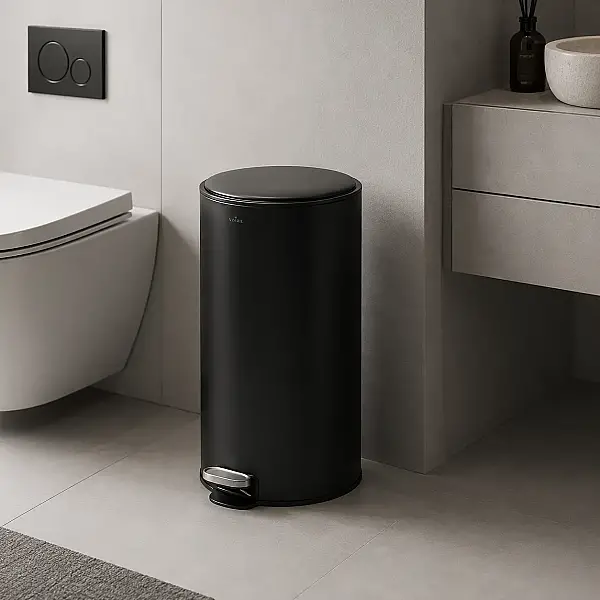 Vivarel Round Mat Siyah Çöp Kovası 30 L (VA 9207) - 1