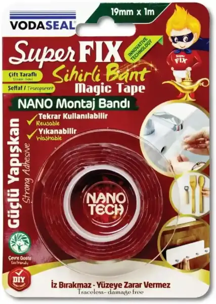 Vodaseal Çift Taraflı Montaj Bandı Şeffaf Yıkanabilir 1mt 19mm SB191 (78 0482) - 1
