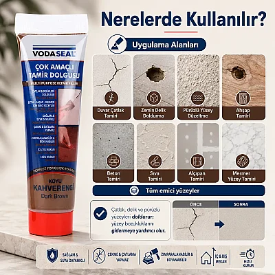 Vodaseal Çok Amaçlı Tamir Dolgusu Koyu Kahverengi 200gr (78 3782) - Vodaseal (1)
