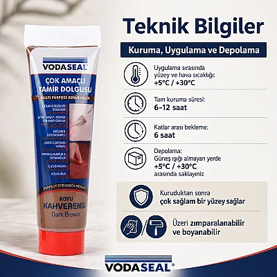 Vodaseal Çok Amaçlı Tamir Dolgusu Koyu Kahverengi 200gr (78 3782) - 4