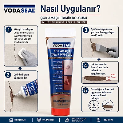 Vodaseal Çok Amaçlı Tamir Dolgusu Koyu Kahverengi 200gr (78 3782) - 3