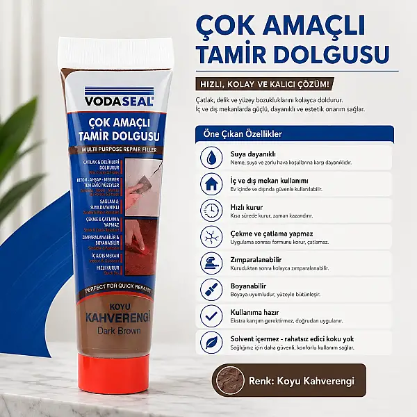 Vodaseal Çok Amaçlı Tamir Dolgusu Koyu Kahverengi 200gr (78 3782) - 5
