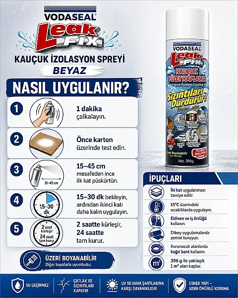 Vodaseal Leak Fix Kauçuk İzolasyon Spreyi Siyah 396gr (78 0081) - 3