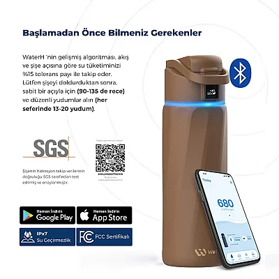 WaterH Akıllı Termos Kahverengi 710 Ml (WTH710-KAHVE) - 7