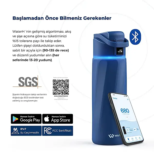 WaterH Akıllı Termos Mavi 710 ML (WTH710-MAVİ) - 6