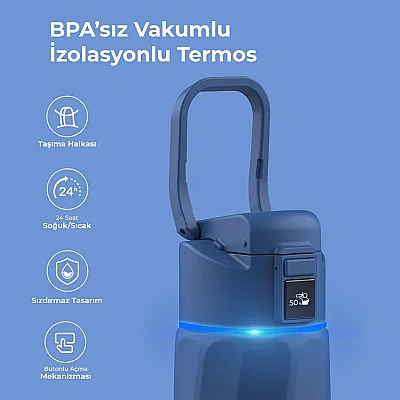 WaterH Akıllı Termos Mavi 946 Ml (WTH946-MAVİ) - 6