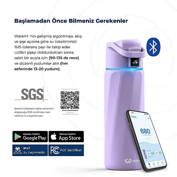 WaterH Akıllı Termos Mor 710 Ml (WTH710-MOR) - 9
