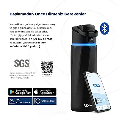 WaterH Akıllı Termos Siyah 710 Ml (WTH710-SİYAH) - 4