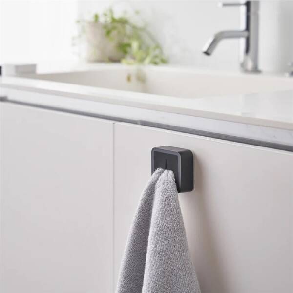 Yamazaki Tower Duvara Monte/Yapışkanlı Kancalı Havluluk Siyah (YM 5630) - 2