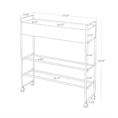 Yamazaki Tower Sepetli Depolama Arabası Siyah (YM 5279) - 5