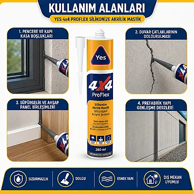 Yes 4*4 Proflex Akrilik Mastik 280ML Antrasit (TUT806) - 3