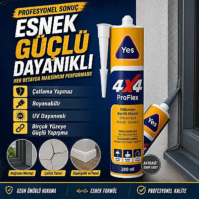 Yes 4*4 Proflex Akrilik Mastik 280ML Antrasit (TUT806) - YES (1)