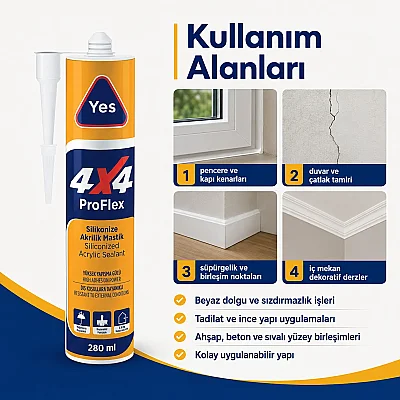 Yes 4*4 Proflex Akrilik Mastik 280ML Beyaz (TUT805) - YES (1)