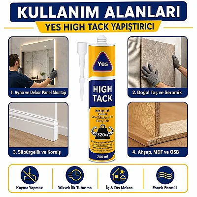 Yes Hıghtack Yapıştırıcı 280ML Beyaz (TUT804) - 5