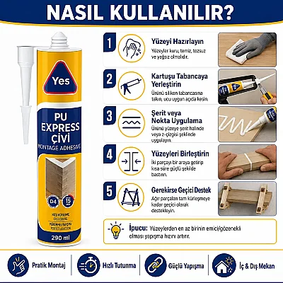 Yes Pu Express Sıvı Çivi 290 ML (TUT803) - 5