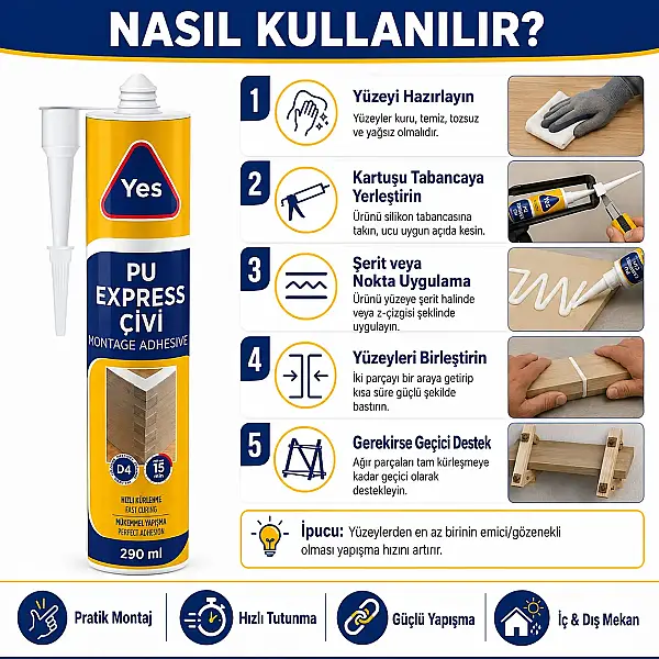 Yes Pu Express Sıvı Çivi 290 ML (TUT803) - 5