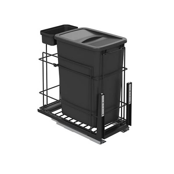 Starax Zemin Bağlantılı Gizli Raylı Çöp Kovası 35+1 Lt. - Antrasit - 1