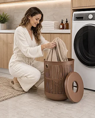 Zone Denmark Ume Çamaşır Sepeti 60 Lt Terracotta Renk (ZD 31549) - 1