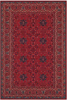 Zümrüt 05 Bordürlü Kırmızı Lacivert Etnik Vintage Eskitme İnce Yıkanabilir Salon Ev Oda Halısı 120x200 - 1